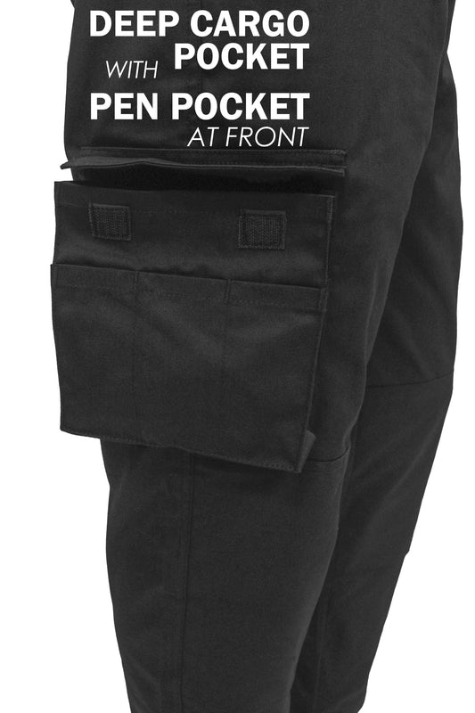 Mens Black Cargo Combat Work Pants