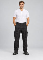 Men’s Black Cargo Work Trousers with Knee Pad Pockets – FNT 200
