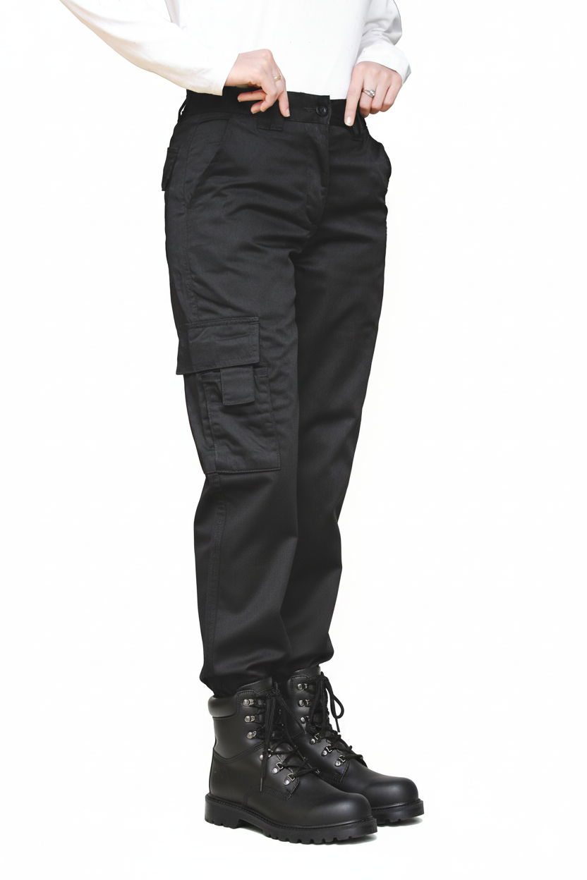Womens Cargo Combat Work Trousers with Comfort Fit Elasticated Waist