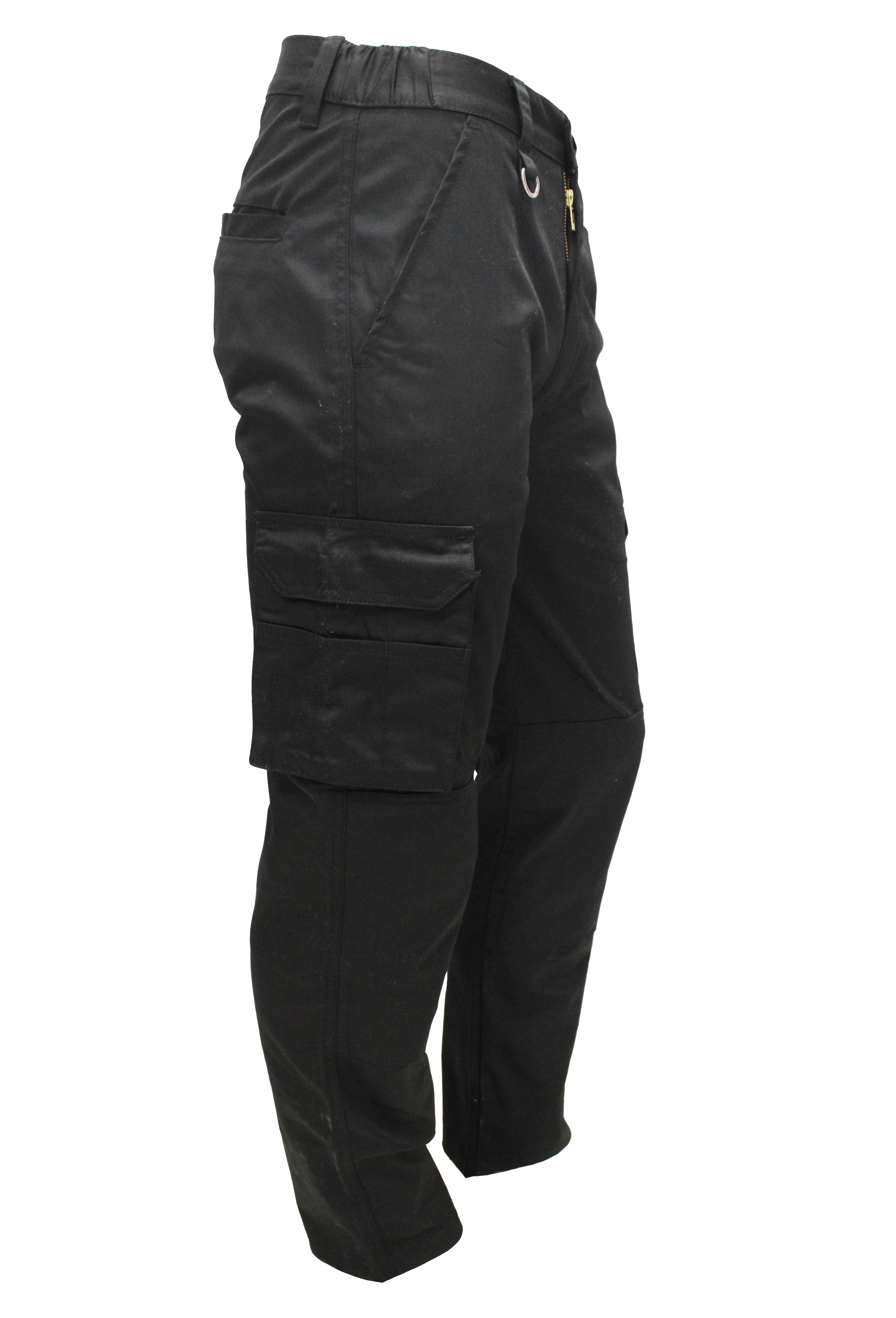 FNT Workwear Black Mens Cargo Combat Work Trouser Multi Pockets Work Pants with Semi Elasticated Waist Band Knee Pad Pockets Button & Zip Fly - FNT WorkWear