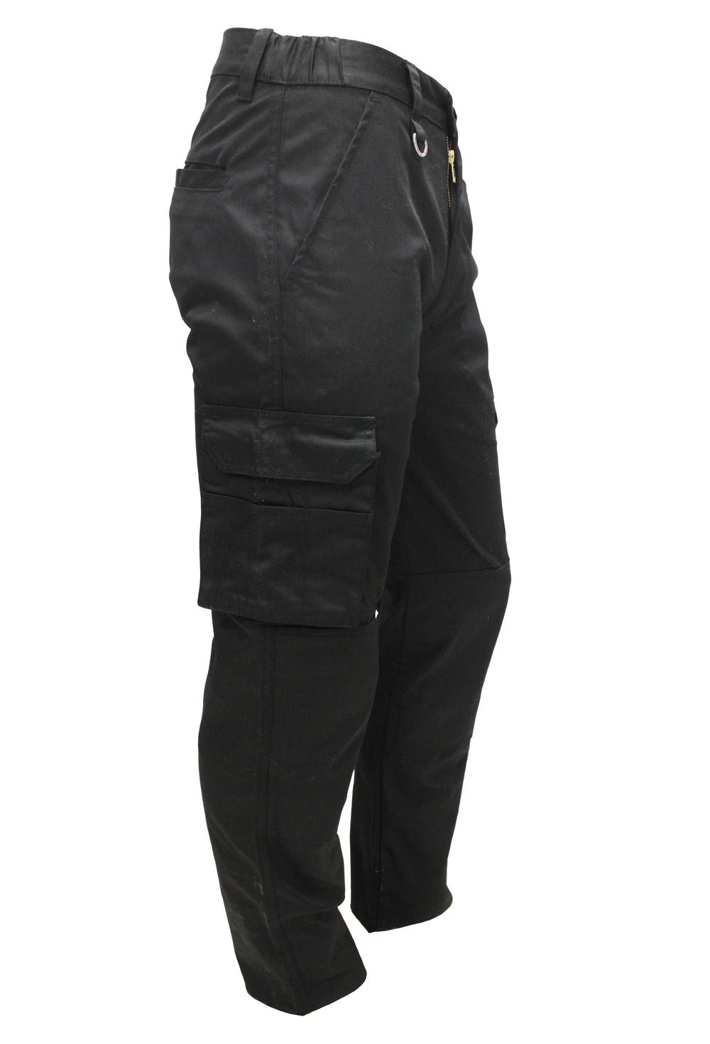FNT Workwear Black Mens Cargo Combat Work Trouser Multi Pockets Work Pants with Semi Elasticated Waist Band Knee Pad Pockets Button & Zip Fly - FNT WorkWear