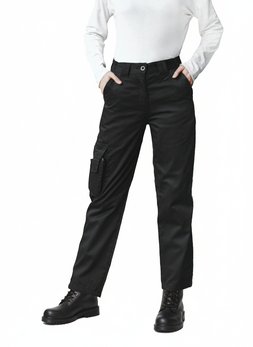 Womens Cargo Combat Work Trousers with Comfort Fit Elasticated Waist