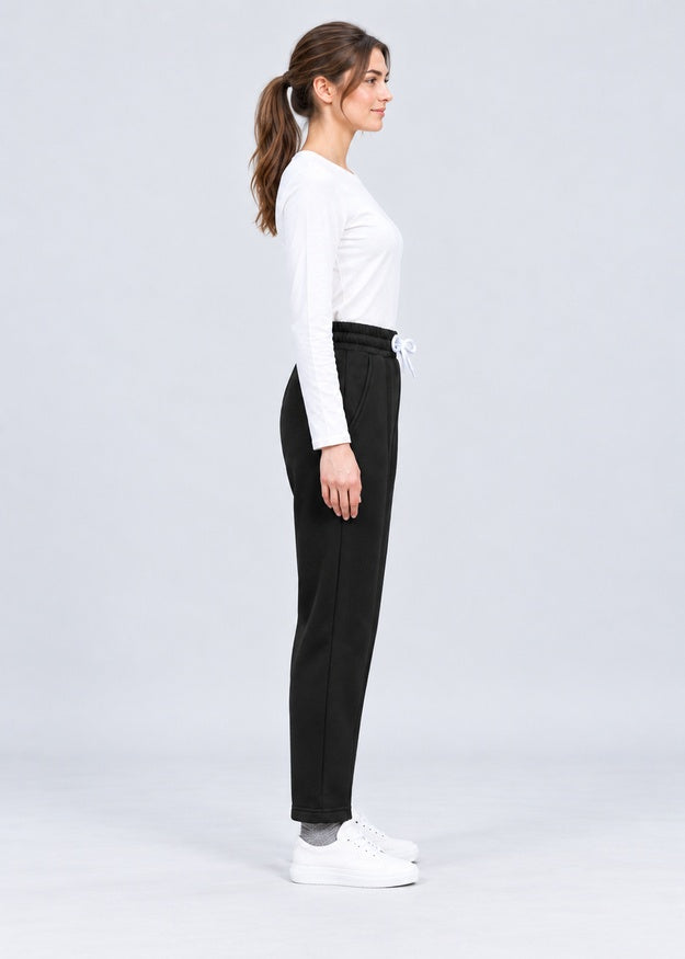 Women’s Pintuck Straight Leg Fleece Joggers with Pockets – FNT 009