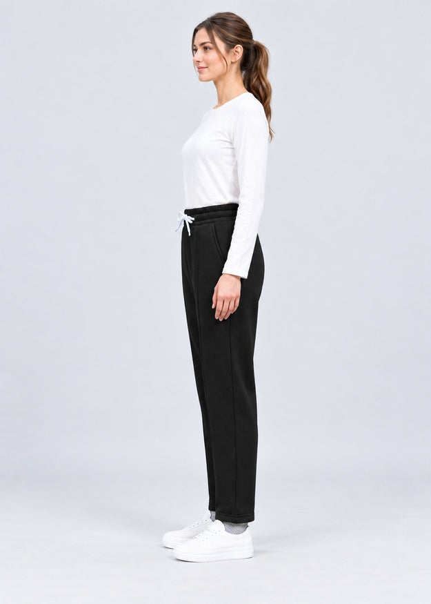 Women’s Pintuck Straight Leg Fleece Joggers with Pockets – FNT 009