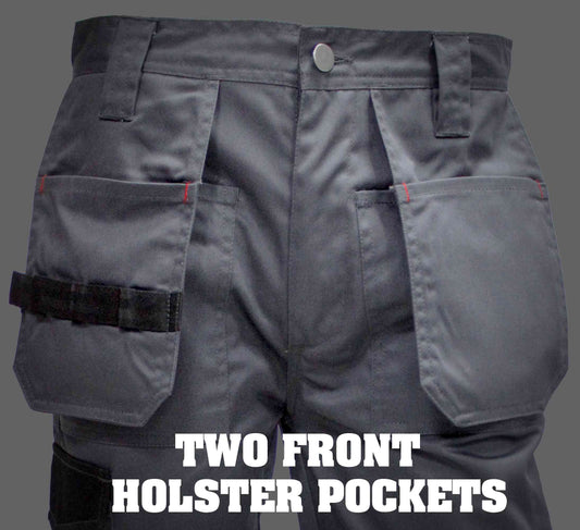 FNT Workwear Mens Holster Pockets Cargo Combat Work Trousers - Heavy Duty Safety Combat Cargo Pants - Waterproof Cordura Fabric on Flaps - FNT 210