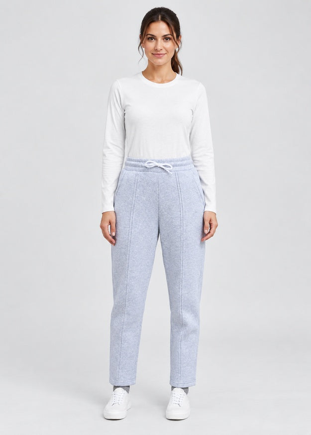 Women’s Pintuck Straight Leg Fleece Joggers with Pockets – FNT 009
