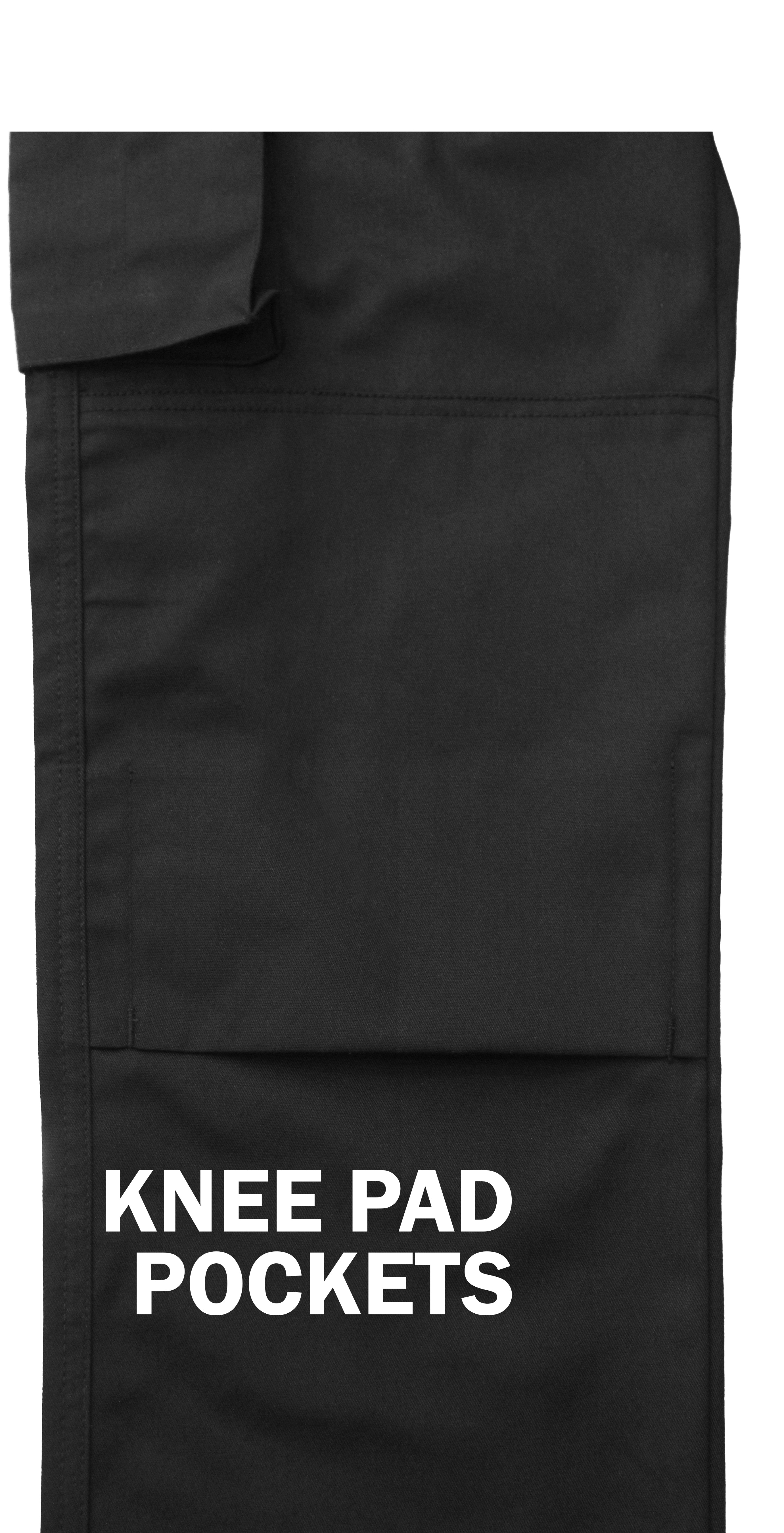 FNT Workwear Black Mens Cargo Combat Work Trouser Multi Pockets Work Pants with Semi Elasticated Waist Band Knee Pad Pockets Button & Zip Fly - FNT WorkWear