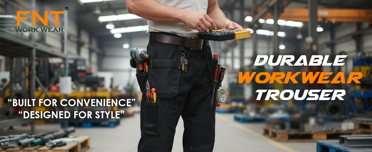 Men’s Heavy Duty Cargo Work Trousers with Multi Pockets – FNT 211