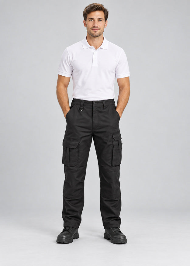 Men’s Black Cargo Work Trousers with Knee Pad Pockets – FNT 200