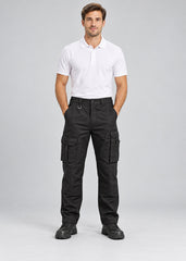 Men’s Black Cargo Work Trousers with Knee Pad Pockets – FNT 200