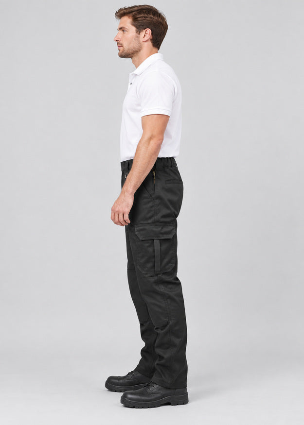 Men’s Black Cargo Work Trousers with Knee Pad Pockets – FNT 200