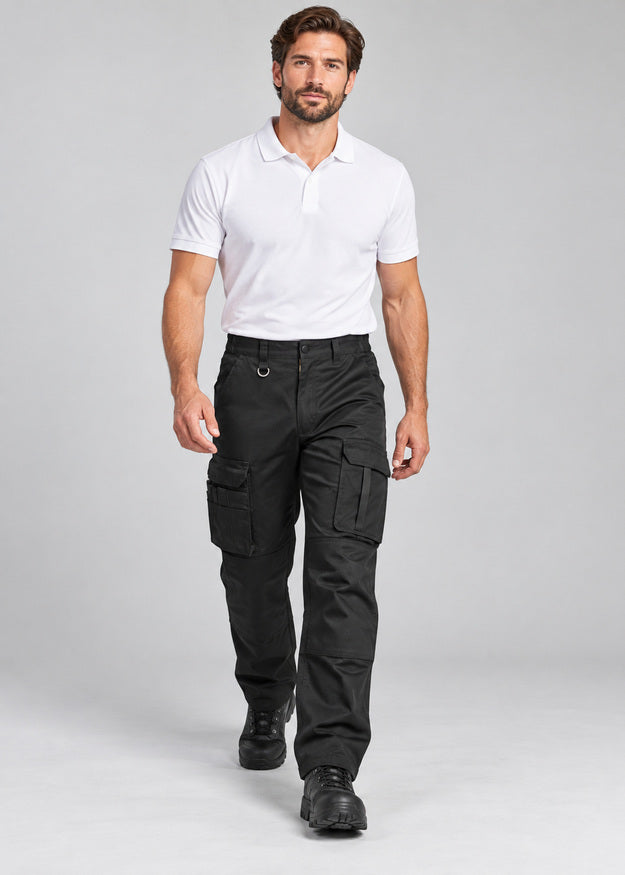 Men’s Black Cargo Work Trousers with Knee Pad Pockets – FNT 200