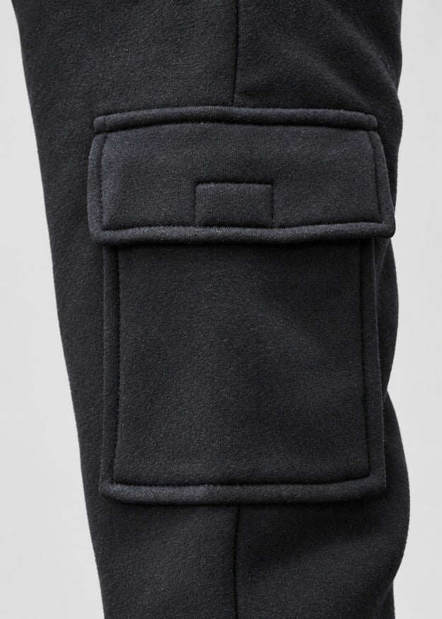 Women’s Black Fleece Cargo Joggers with 5 Pockets – FNT 010
