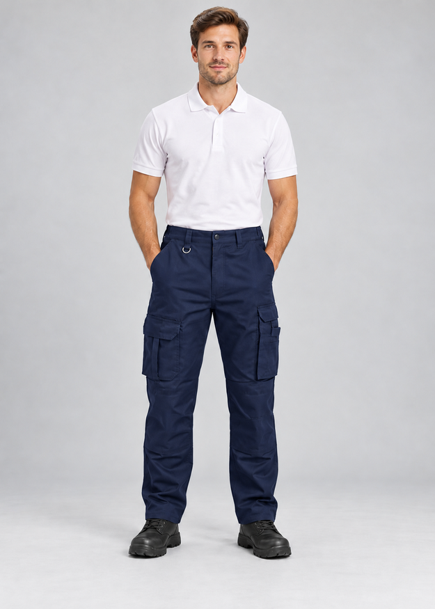 Men’s Black Cargo Work Trousers with Knee Pad Pockets – FNT 200
