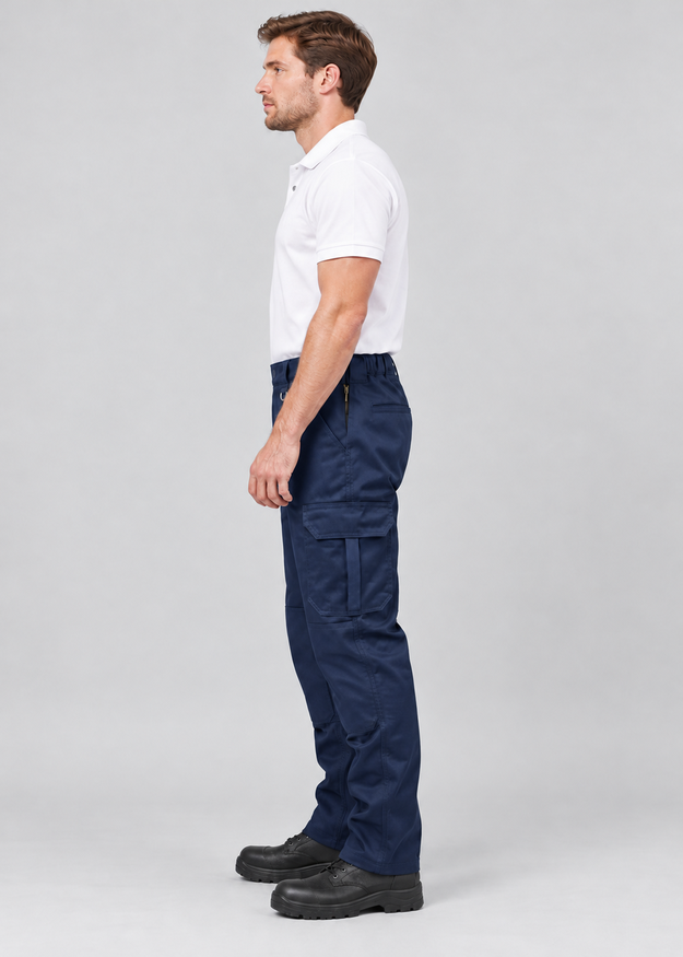 Men’s Black Cargo Work Trousers with Knee Pad Pockets – FNT 200